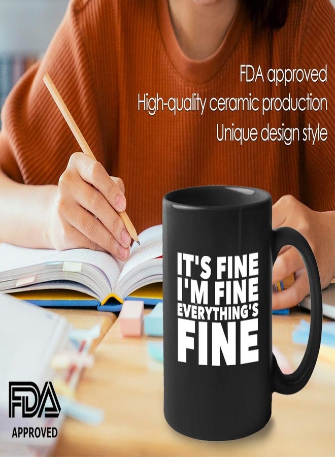 Bubble Hugs Everything is Fine Mug 11 oz I'm Fine This is Fine Everything's Fine Mugs, Black - Image 3
